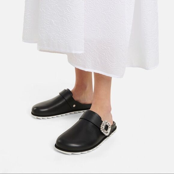 Roger Vivier Slidy Crystal-buckled Leather Backless Loafers size 37 - Picture 3 of 14